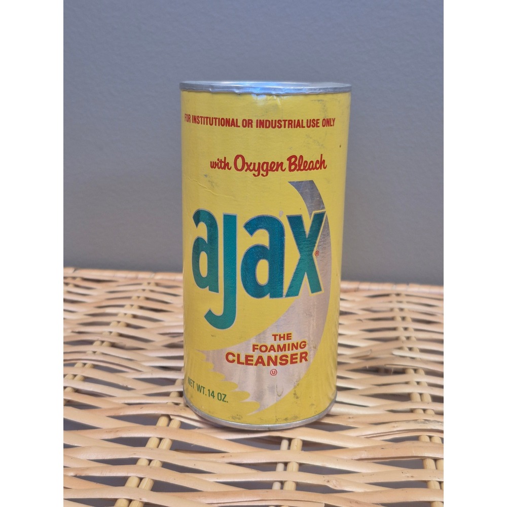 Ajax Vintage 14oz Foaming Cleanser Can Unopened Zip Top Advertising Collectible